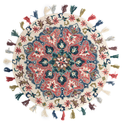 Pink round rug