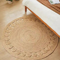 Round jute rug under bed