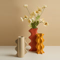 3 wavy-style ceramic vases