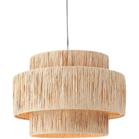 Hanging lampshade in tiered design.