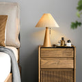 Wooden lamp with pleated lampshade