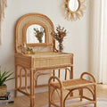 Bamboo and rattan dressing table with stool.