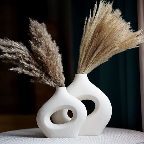 Vases with pampas grass