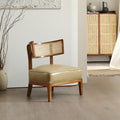 Wood and rattan, padded chair.