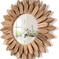 Flower shaped wooden mirror 