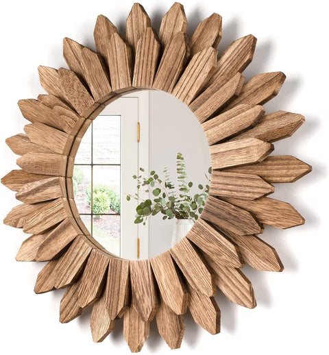 Flower shaped wooden mirror 