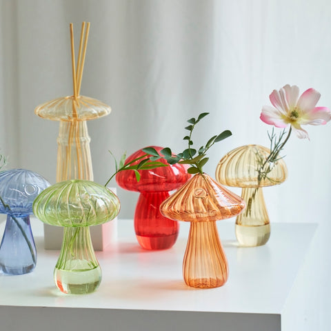 Mushroom vases on table