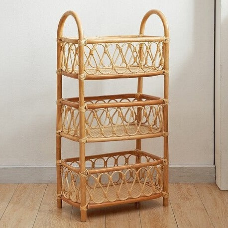 Rattan storage shelves