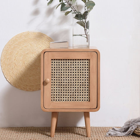 Wood and rattan cabinet